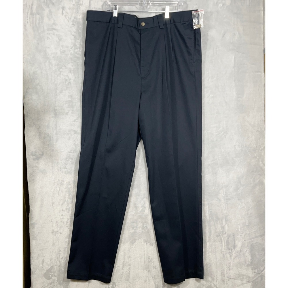 Oak Hill Mens Dress Pants NWT 42x34 Navy Blue Pleated Cotton Business Office